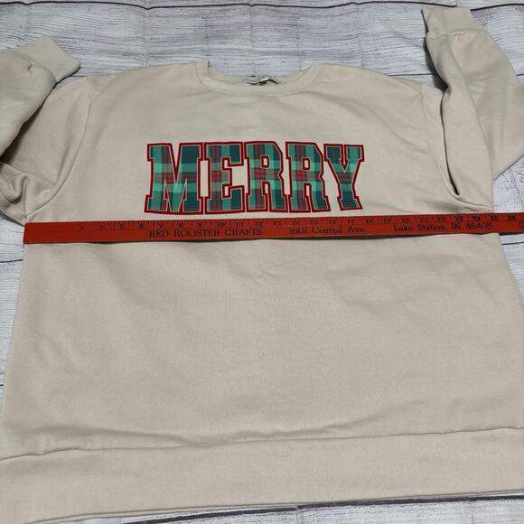 State of Mine Womens Size XXL Pullover Warm Holiday Sweatshirt Merry Print - Picture 5 of 9